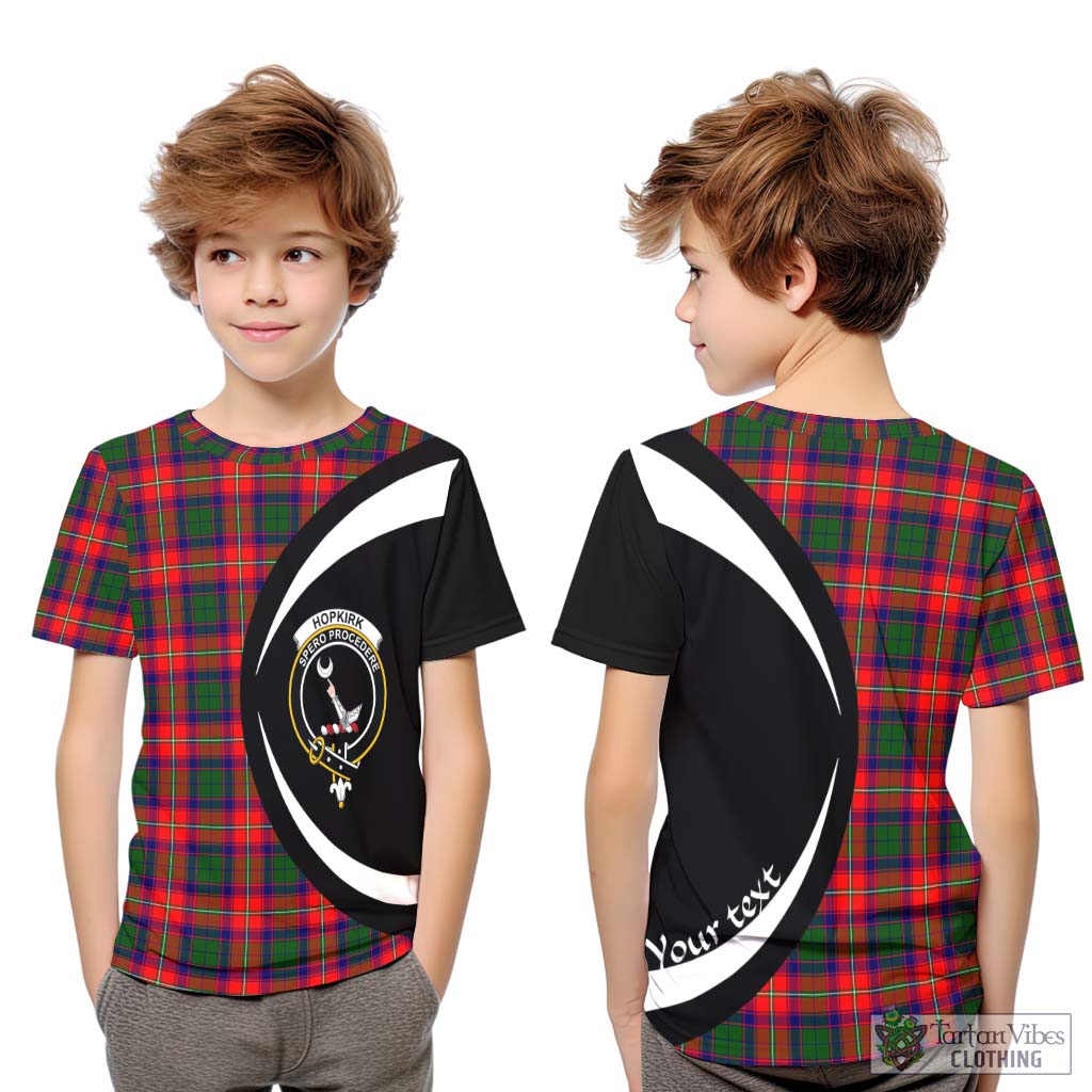 Hopkirk Tartan Kid T-Shirt with Family Crest Circle Style Youth XL Size14 - Tartan Vibes Clothing