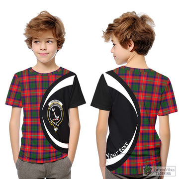 Hopkirk Tartan Kid T-Shirt with Family Crest Circle Style