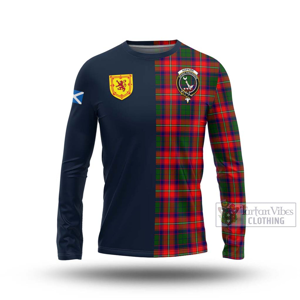 Tartan Vibes Clothing Hopkirk Tartan Long Sleeve T-Shirt with Scottish Lion Royal Arm Half Style