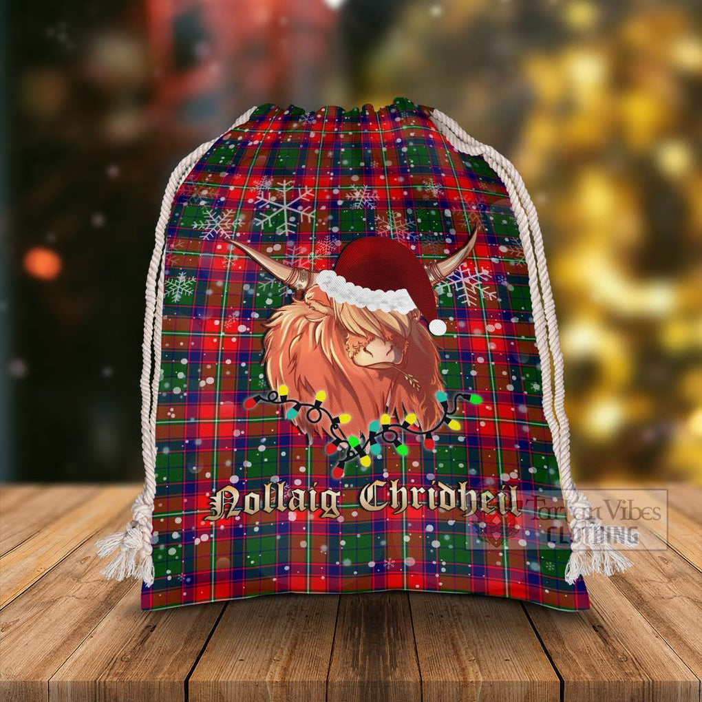 Tartan Vibes Clothing Hopkirk Tartan Christmas Santa's Bag with Highland Cow