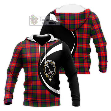 Hopkirk Tartan Knitted Hoodie with Family Crest Circle Style