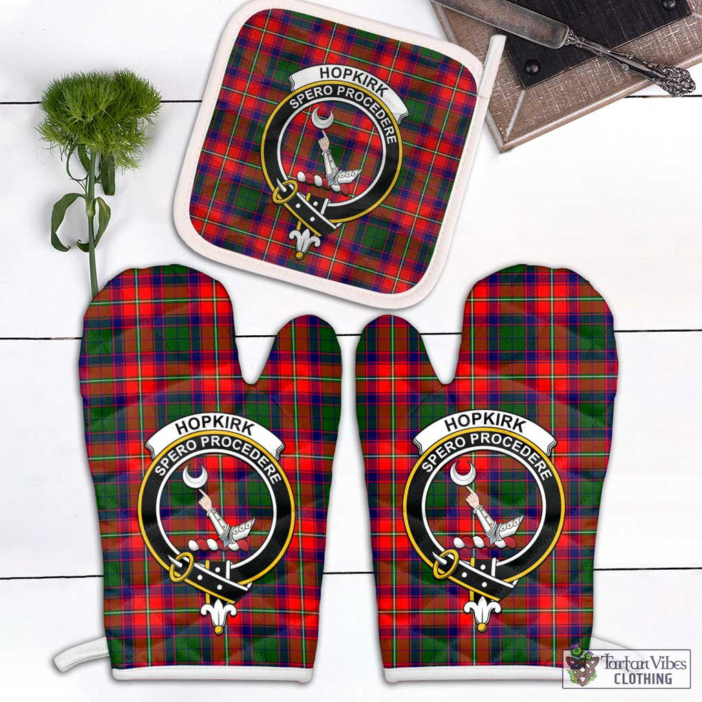 Hopkirk Tartan Combo Oven Mitt & Pot-Holder with Family Crest Combo 1 Oven Mitt & 1 Pot-Holder White - Tartan Vibes Clothing