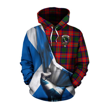 Hopkirk Tartan Cotton Hoodie with Family Crest Scotland Patriotic Style