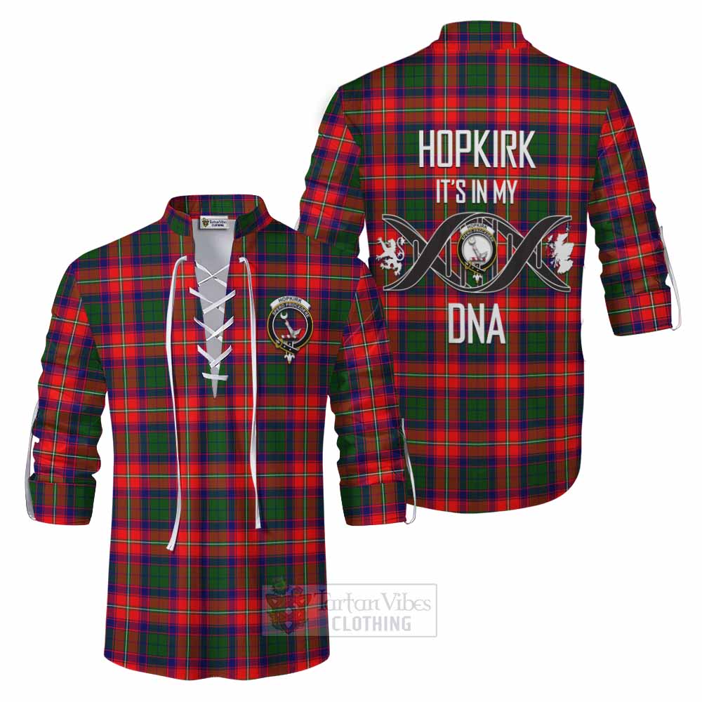 Tartan Vibes Clothing Hopkirk Tartan Ghillie Kilt Shirt with Family Crest DNA In Me Style