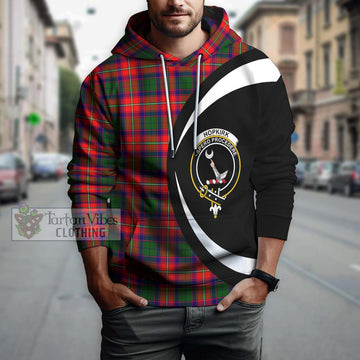 Hopkirk Tartan Hoodie with Family Crest Circle Style