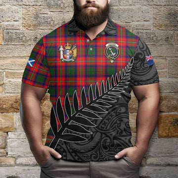 Hopkirk Crest Tartan Polo Shirt with New Zealand Silver Fern Half Style