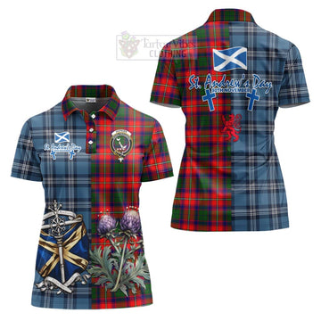 Hopkirk Tartan Women's Polo Shirt Happy St. Andrew's Day Half Tartan Style