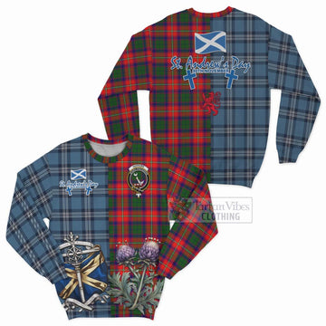 Hopkirk Tartan Sweatshirt Happy St. Andrew's Day Half Tartan Style