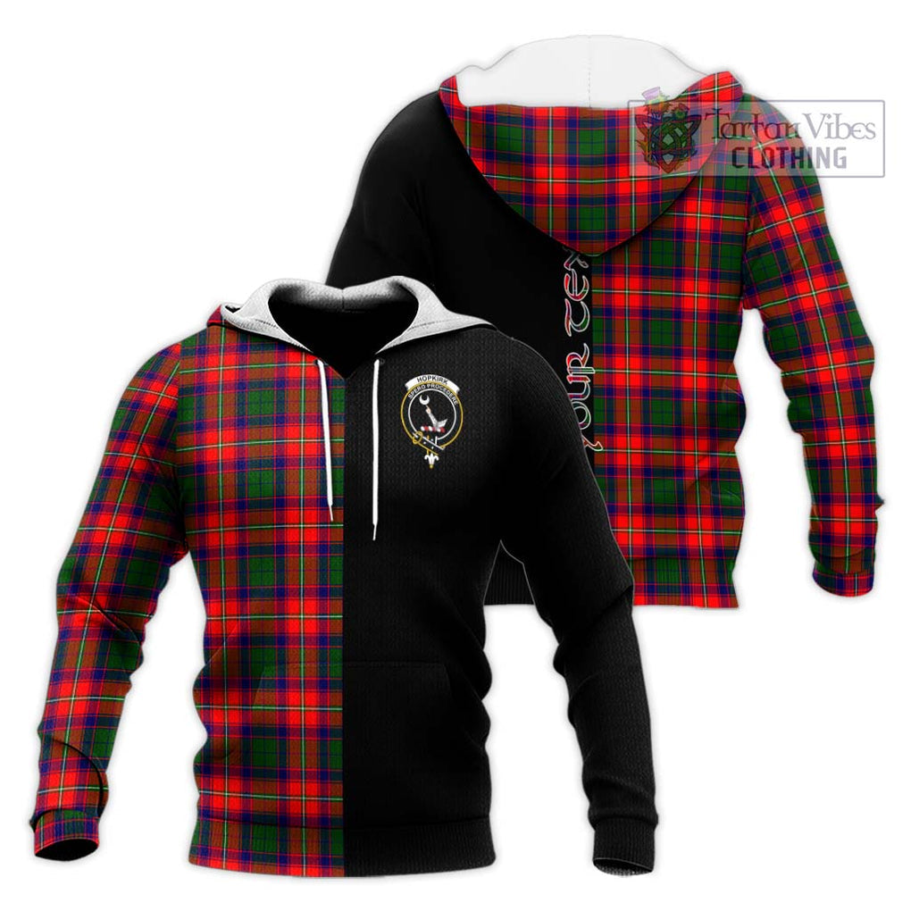 Hopkirk Tartan Knitted Hoodie with Family Crest and Half Of Me Style Unisex Knitted Pullover Hoodie - Tartanvibesclothing Shop