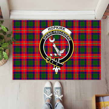 Hopkirk Tartan Door Mat with Family Crest