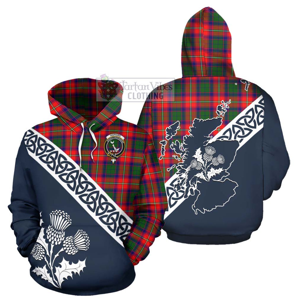 Tartan Vibes Clothing Hopkirk Tartan Hoodie Featuring Thistle and Scotland Map