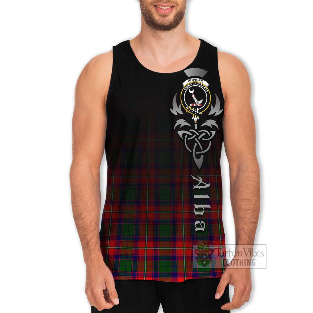 Tartan Vibes Clothing Hopkirk Tartan Men's Tank Top Featuring Alba Gu Brath Family Crest Celtic Inspired