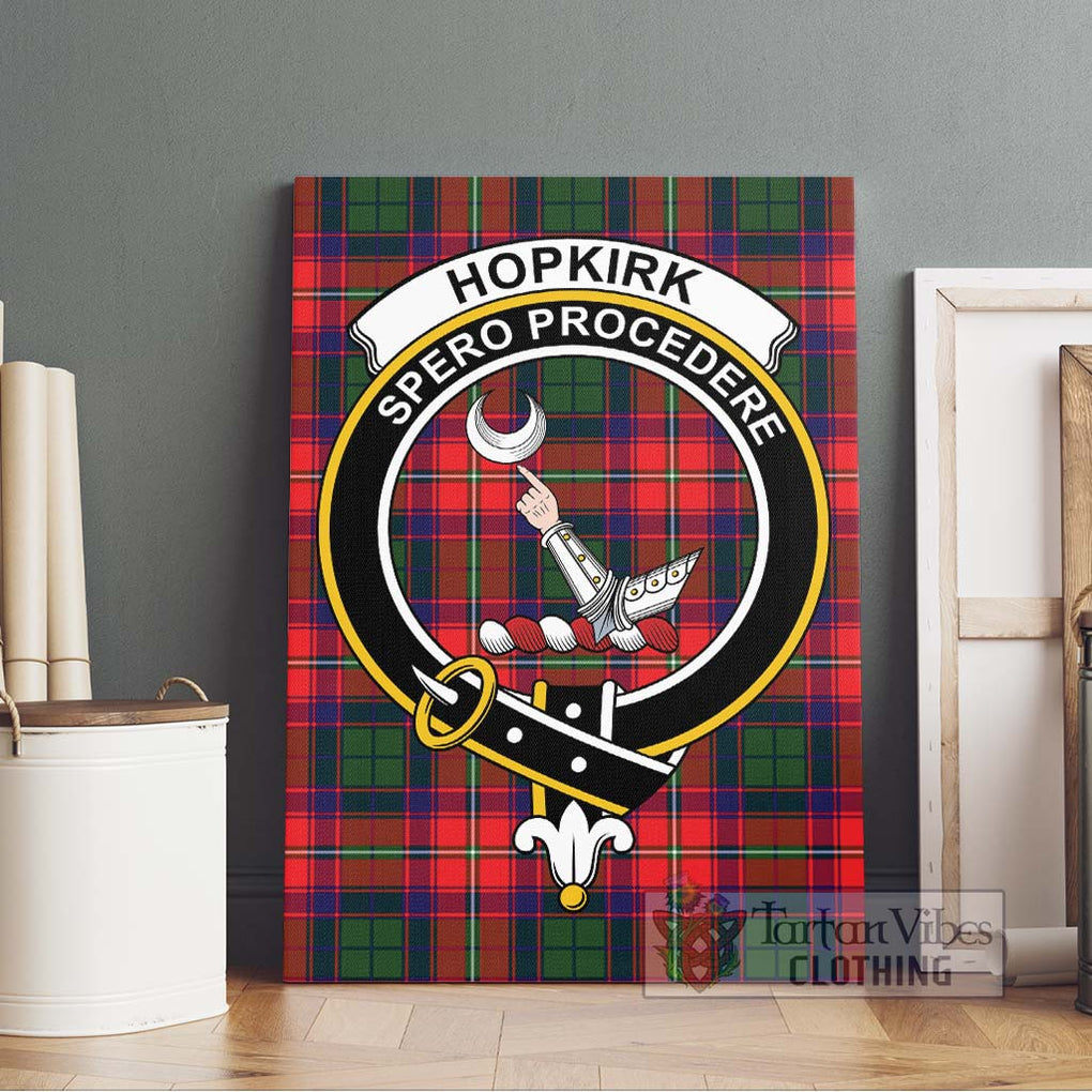 Hopkirk Tartan Canvas Print Wall Art with Family Crest Without Frame - Tartan Vibes Clothing