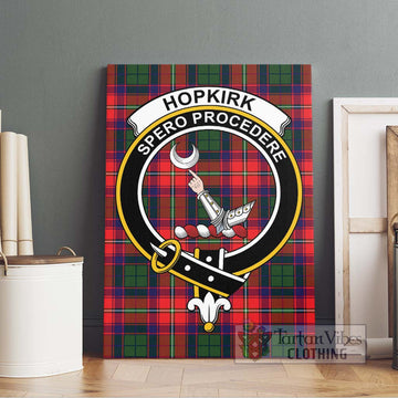 Hopkirk Tartan Canvas Print Wall Art with Family Crest