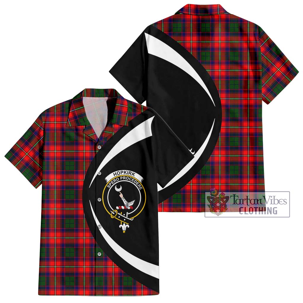 Tartan Vibes Clothing Hopkirk Tartan Short Sleeve Button Up with Family Crest Circle Style