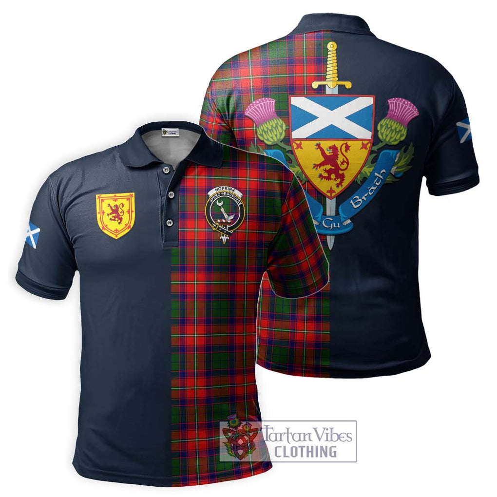 Tartan Vibes Clothing Hopkirk Tartan Polo Shirt with Scottish Lion Royal Arm Half Style