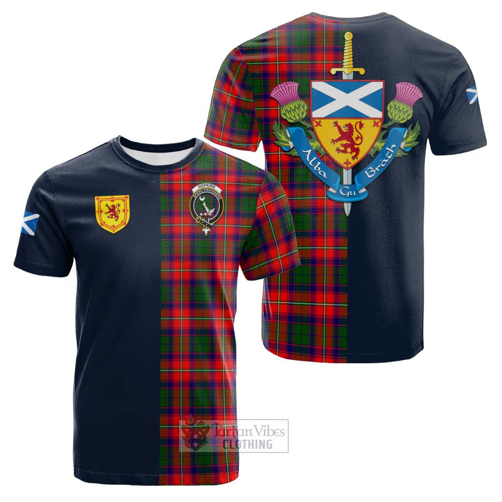 Tartan Vibes Clothing Hopkirk Tartan Cotton T-shirt with Scottish Lion Royal Arm Half Style