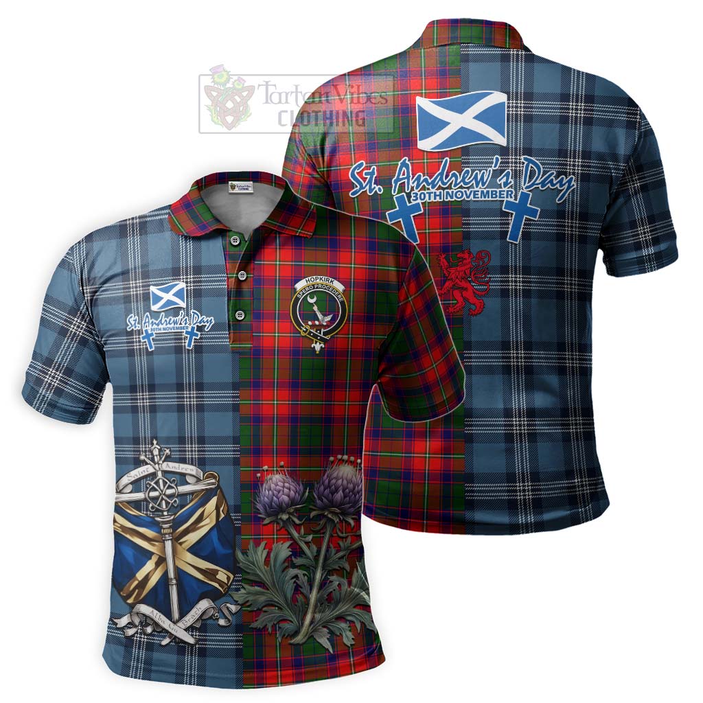 Tartan Vibes Clothing Hopkirk Tartan Polo Shirt Happy St. Andrew's Day Half Tartan Style