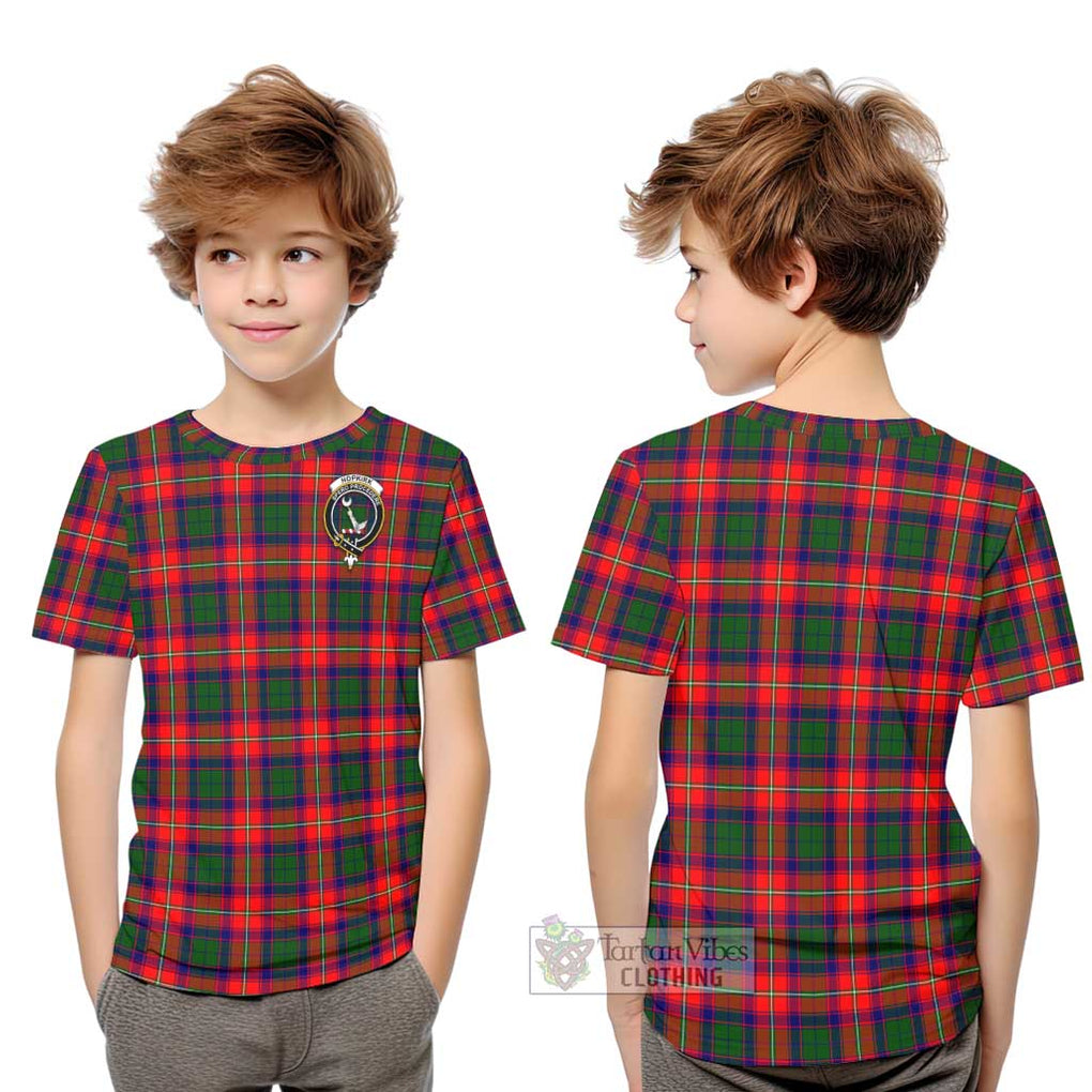 Hopkirk Tartan Kid T-Shirt with Family Crest Youth XL Size14 - Tartanvibesclothing Shop