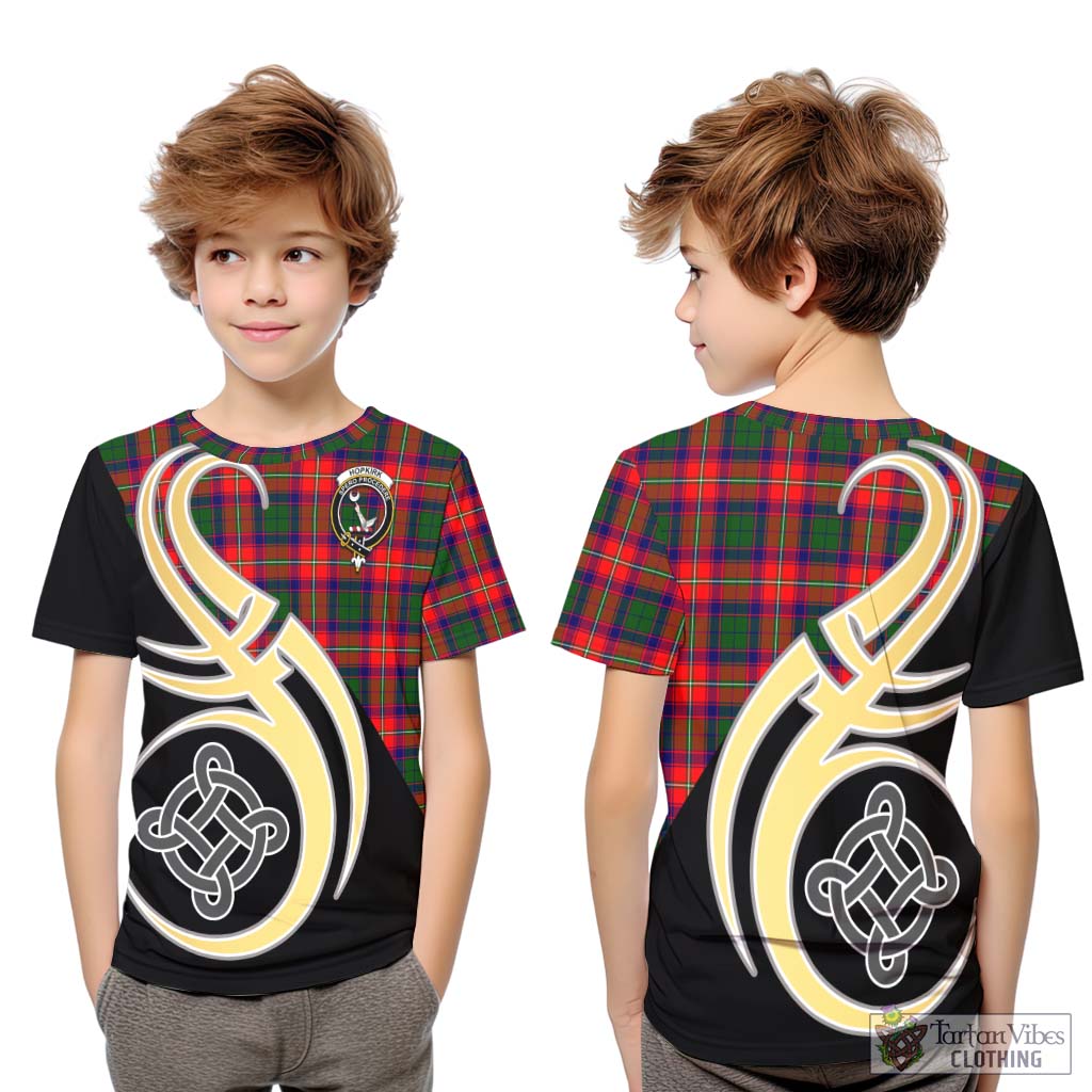 Hopkirk Tartan Kid T-Shirt with Family Crest and Celtic Symbol Style Youth XL Size14 - Tartan Vibes Clothing