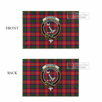 Hopkirk Tartan House Flag with Family Crest