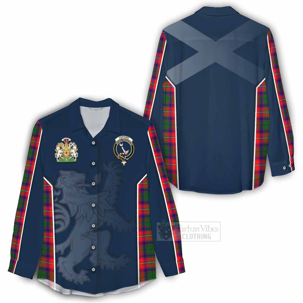 Tartan Vibes Clothing Hopkirk Tartan Women's Casual Shirt with Family Crest and Lion Rampant Vibes Sport Style