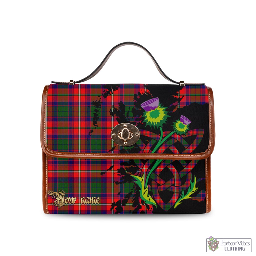 Tartan Vibes Clothing Hopkirk Tartan Waterproof Canvas Bag with Scotland Map and Thistle Celtic Accents