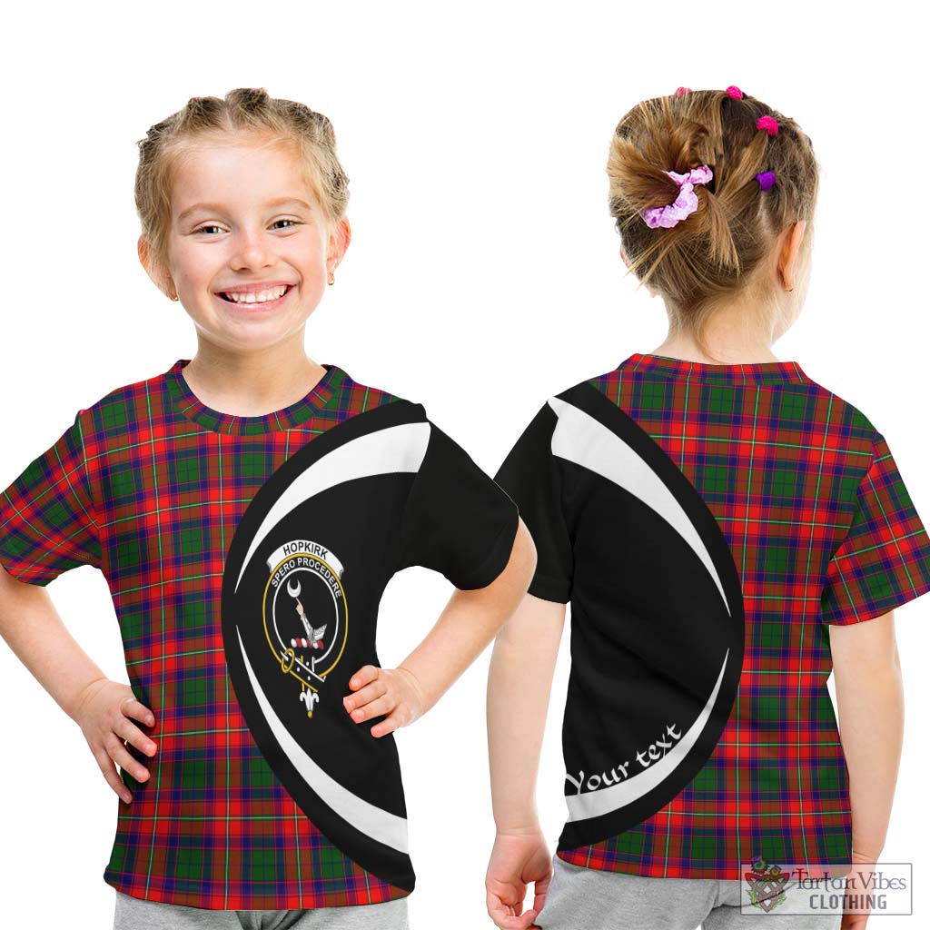 Hopkirk Tartan Kid T-Shirt with Family Crest Circle Style - Tartan Vibes Clothing