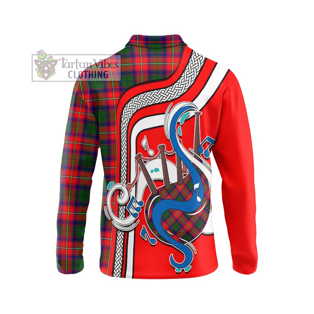 Tartan Vibes Clothing Hopkirk Tartan Long Sleeve Polo Shirt with Epic Bagpipe Style