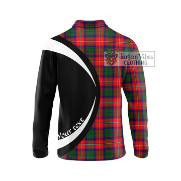 Hopkirk Tartan Long Sleeve Polo Shirt with Family Crest Circle Style