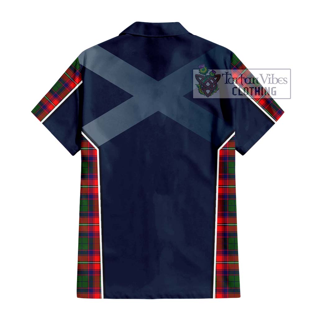 Tartan Vibes Clothing Hopkirk Tartan Short Sleeve Button Shirt with Family Crest and Lion Rampant Vibes Sport Style