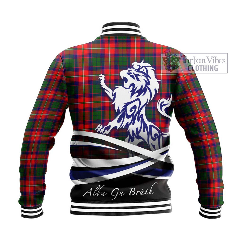 Hopkirk Tartan Baseball Jacket with Alba Gu Brath Regal Lion Emblem - Tartanvibesclothing Shop