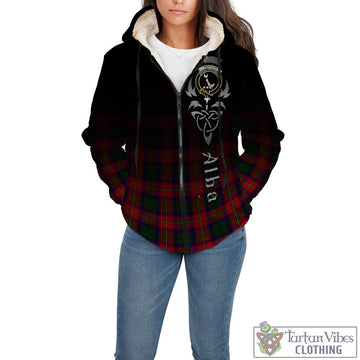 Hopkirk Tartan Sherpa Hoodie Featuring Alba Gu Brath Family Crest Celtic Inspired