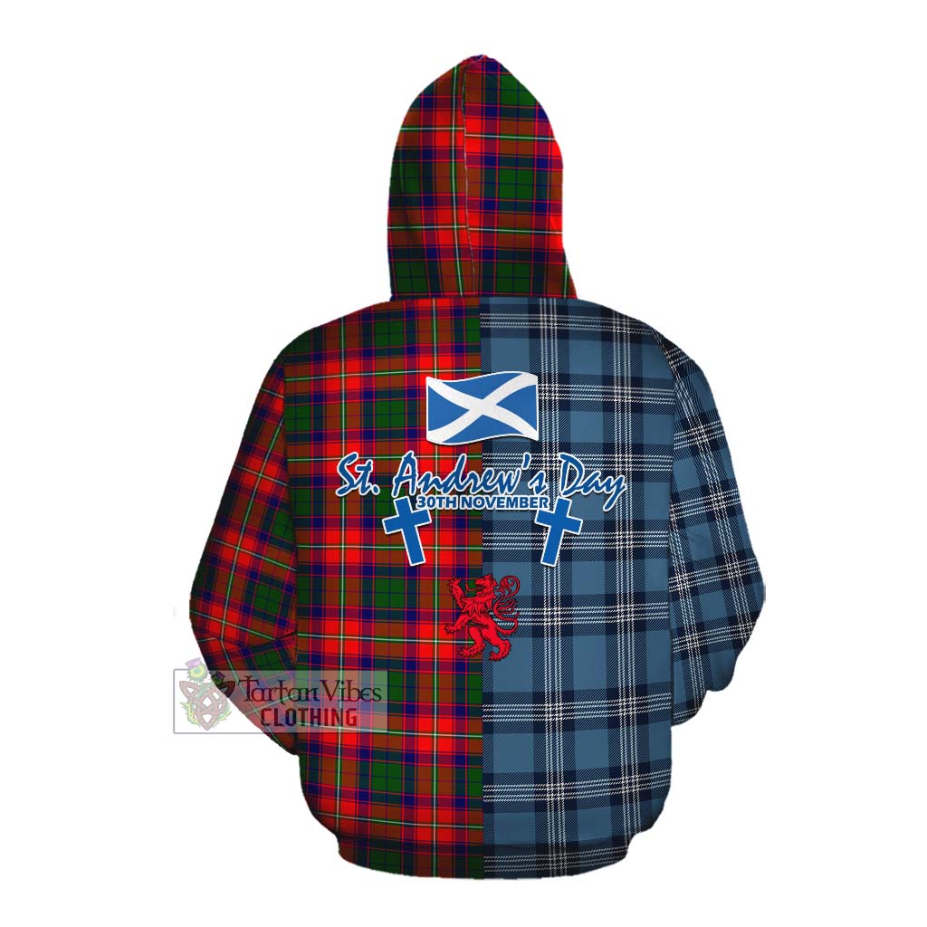 Tartan Vibes Clothing Hopkirk Tartan Cotton Hoodie Happy St. Andrew's Day Half Tartan Style