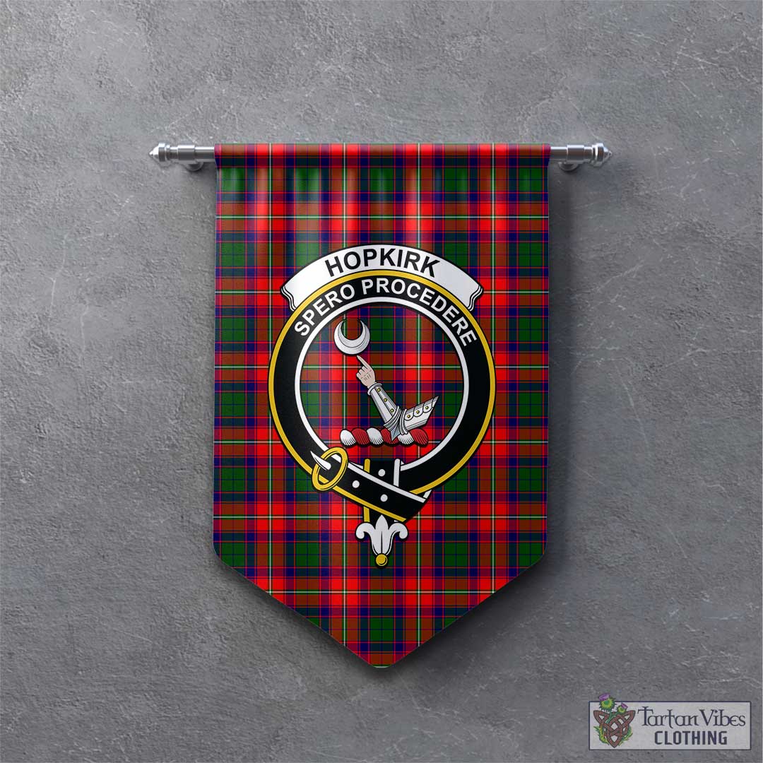 Tartan Vibes Clothing Hopkirk Tartan Gonfalon, Tartan Banner with Family Crest