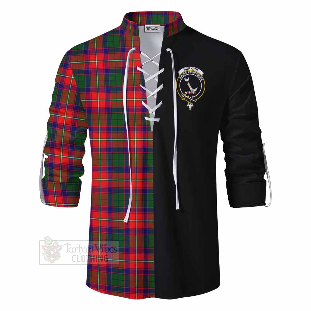 Tartan Vibes Clothing Hopkirk Tartan Ghillie Kilt Shirt with Family Crest and Half Of Me Style