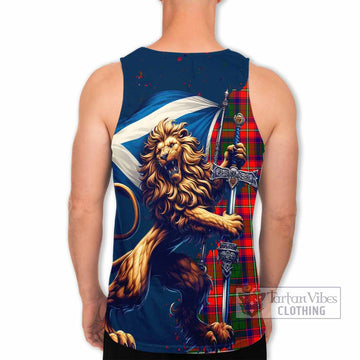 Hopkirk Tartan Family Crest Men's Tank Top with Scottish Majestic Lion