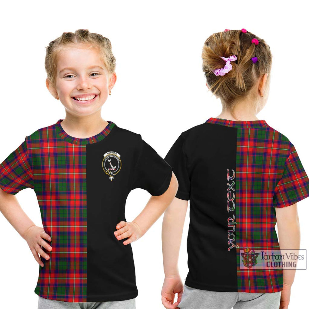 Hopkirk Tartan Kid T-Shirt with Family Crest and Half Of Me Style - Tartanvibesclothing Shop