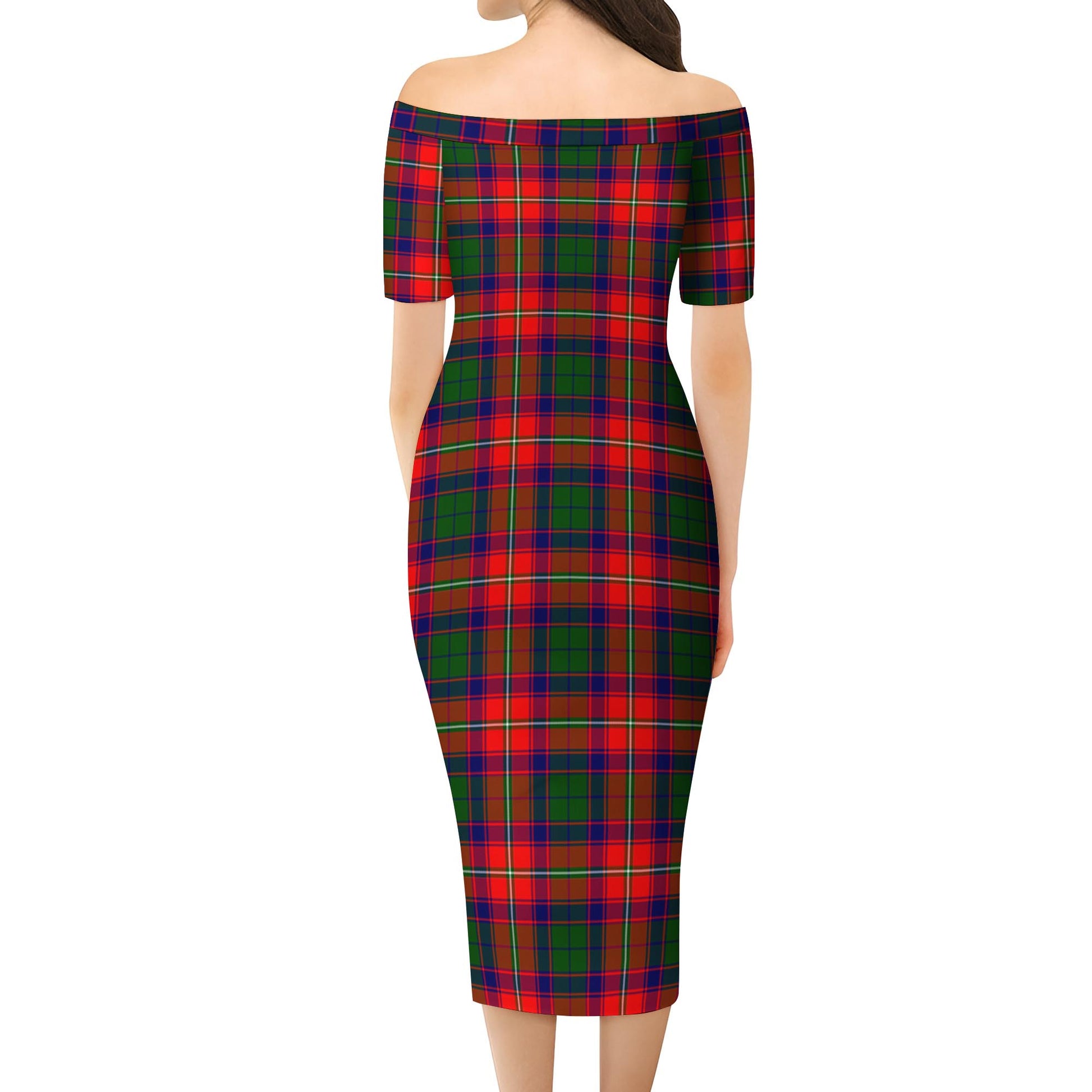 Hopkirk Tartan Off Shoulder Lady Dress - Tartanvibesclothing