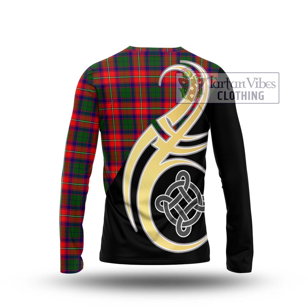 Hopkirk Tartan Long Sleeve T-Shirt with Family Crest and Celtic Symbol Style - Tartan Vibes Clothing