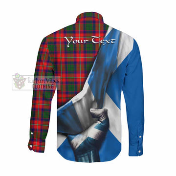 Hopkirk Tartan Long Sleeve Button Shirt with Family Crest Scotland Patriotic Style