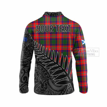 Hopkirk Crest Tartan Long Sleeve Polo Shirt with New Zealand Silver Fern Half Style