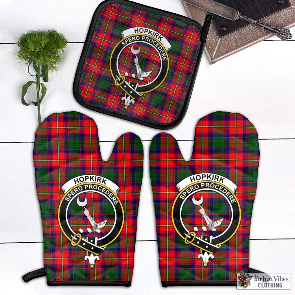 Hopkirk Tartan Combo Oven Mitt & Pot-Holder with Family Crest Combo 1 Oven Mitt & 1 Pot-Holder Black - Tartan Vibes Clothing