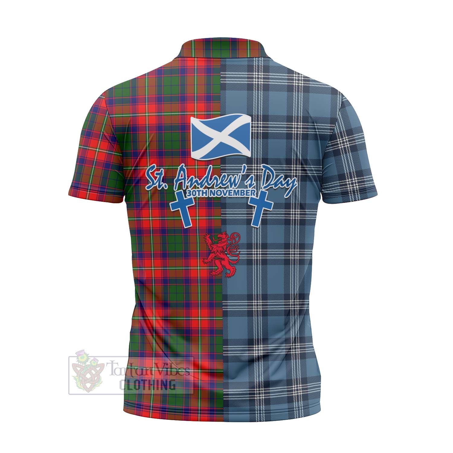 Tartan Vibes Clothing Hopkirk Tartan Zipper Polo Shirt Happy St. Andrew's Day Half Tartan Style