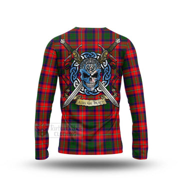 Hopkirk Tartan Long Sleeve T-Shirt with Family Crest Celtic Skull Style