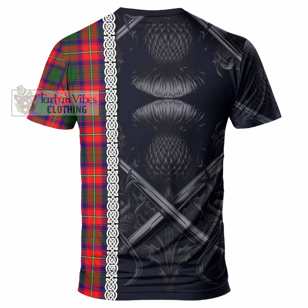 Tartan Vibes Clothing Hopkirk Tartan T-Shirt with Family Crest Cross Sword Thistle Celtic Vibes