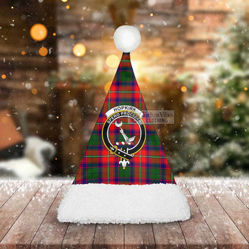 Hopkirk Tartan Christmas Santa Hats with Family Crest