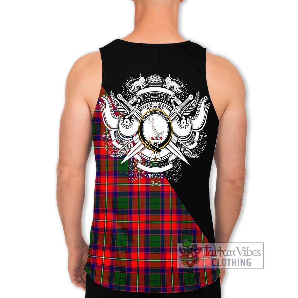 Hopkirk Tartan Men's Tank Top with Family Crest and Military Logo Style - Tartanvibesclothing Shop