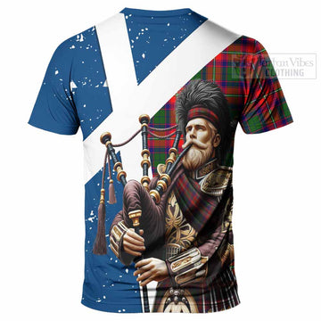 Hopkirk Tartan T-Shirt with Family Crest Scottish Bagpiper Vibes