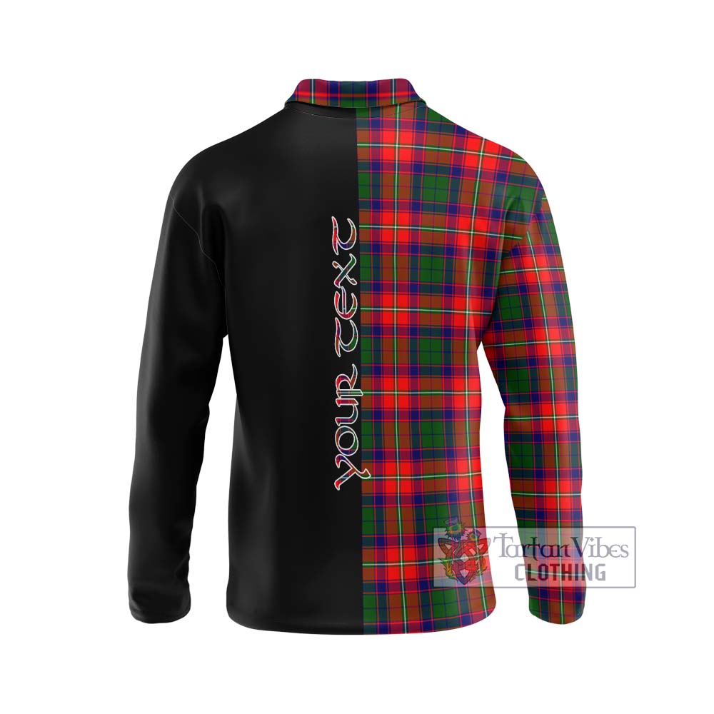 Hopkirk Tartan Long Sleeve Polo Shirt with Family Crest and Half Of Me Style - Tartanvibesclothing Shop